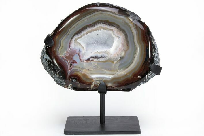 Colorful, Polished Agate With Metal Base - Brazil #216870